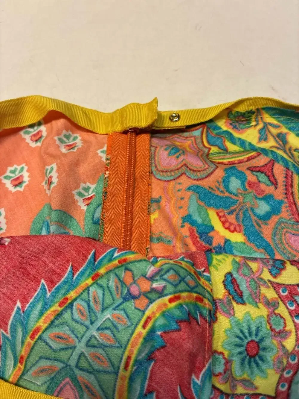 Vintage Bright Paisley Floral Patchwork Print A-Line Skirt